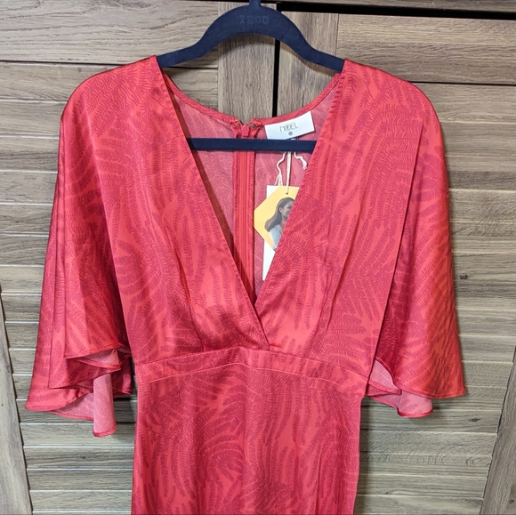 NWT Maxi long dress in red color FE NOEL Size S or 4 kimono style with zipper - Picture 7 of 7